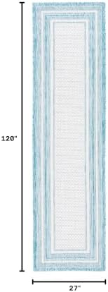 SAFAVIEH Washable Rug Outdoor Courtyard Collection - 2'3" x 10' Runner, Ivory & Aqua Blue, Non-Shedding & Easy Cleaning, Ideal for Patio, Entryway, Mudroom, Hallway, Kitchen (CY8475-53612) - Image 2