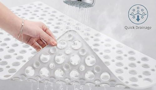 Nonslip Bath Tub Shower Mat with Suction Cups, Extra Soft TPE Bath Mat for Kids, Bathtub Bathroom Mats, Machine Washable, Smooth/Non-Textured Tubs Only, 30L x 17W Inch(White) - Image 6