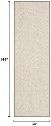 SAFAVIEH Natural Fiber Runner Rug 2'6"x12' Textured, Marble & Khaki NF143E - Image 2