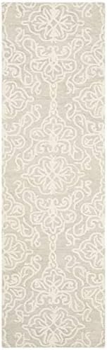 SAFAVIEH Blossom Collection Runner Rug - 2'3" x 16', Silver & Ivory, Handmade Wool, Ideal for High Traffic Areas in Living Room, Bedroom (BLM112G) - Image 3