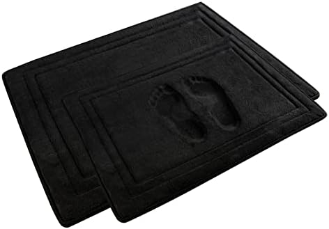Black Bathroom Rug Set 2 Piece Memory Foam Microfiber Bath Mat by PAGGEDHOME