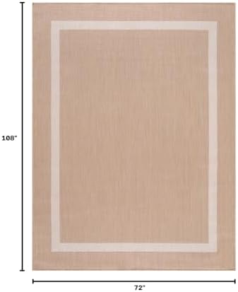 Luul Home Bordered Outdoor Rug 6x9 Washable Outside Carpet for Indoor Patio Porch Waterproof Easy Cleaning Non Shedding Area Rugs Beige 6 x 9 - Image 2