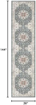 cotiled 3x12 Hallway Runner Rug for Entryway, Non-Slip Vintage, Vintage Blue - Image 2