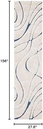 SAFAVIEH Florida Shag Collection Runner Rug - 2'3" x 13', Cream & Blue, Non-Shedding & Easy Care, 1.2-inch Thick Ideal for High Traffic Areas in Living Room, Bedroom (SG471-1165) - Image 2