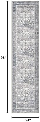 KUTA Vintage Washable Hallway Runner 2x8 Runners for Hallways Grey Blue - Image 2