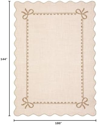 GarveeHome Scalloped Bow Rug 9x12 Washable Beige Rug for Living Room - Image 2