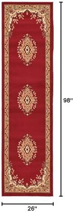 Unique Loom Reza Collection Traditional Persian Style Area Rug, 2 ft 2 in x 8 ft 2 in, Burgundy/Ivory - Image 3