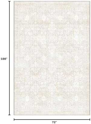 Sasttie 6x9 Area Rugs, Ultra-Soft Washable Rug for Living Room, Cream - Image 2