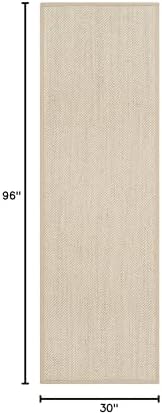 SAFAVIEH Natural Fiber Runner Rug 2'6"x8' Textured, Marble & Linen NF143B - Image 2
