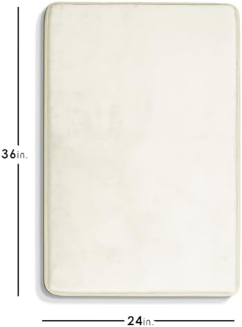 Clara Clark Bathroom Rugs, Velvet Memory Foam Bath Mat, Non-Slip Bath Rugs, Machine Wash, Dries Quickly, Ultra Soft Plush Bath Mats for Bathroom, 24 x 36, Off White - Image 2
