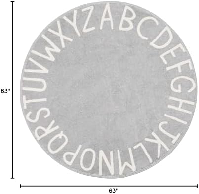 Topotdor Round ABC Area Rug,63 Inch Soft Floor Carpet,Grey - Image 3