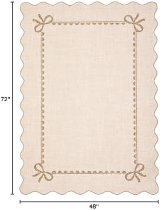 GarveeHome Scalloped Bow Rug 4x6 Washable Beige Rug for Bedroom Living Room - Image 2