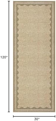 GarveeHome Scalloped 2x10 Runner Rug for Hallway Washable Kitchen Rugs Non Slip Solid Tan Jute Digital Printing Modern Soft Low-Pile Rugs for Entryway Laundry Room Floor Mats - Image 2