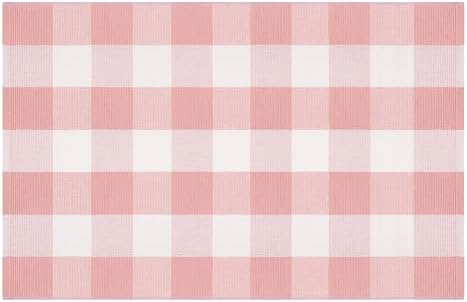 Pink White Layered Doormat 27.5"x43.3"Washable Buffalo Plaid Outdoor Rug - Image 7