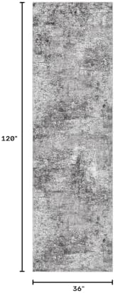 DMOYEST 3x10 Washable Runner Rug for Hallway: Soft Neutral Modern Abstract Low Pile Rug Indoor - Carpet for Bedroom Dining Room Kitchen Entryway - Grey - Image 2