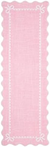 GarveeHome Scalloped Hallway Runner Rug 2.5x10 Non Slip Bedroom Rugs, Pink - Image 4