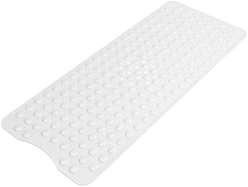 AmazerBath Shower Mat Non Slip 40 x 16 Inches, Shower Stall Mats with Suction Cups and Drain Holes, Non Slip Bath Mat for Tub for Elderly & Kids, White by AmazerBath