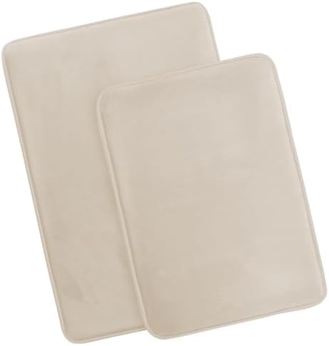 Clara Clark 2 Piece Bathroom Rug Set - Memory Foam, Bath Mat Set, Plush, Cozy, Ultra Soft, Non Slip, Machine Washable, Quick Dry - 24” x 17”+ 32” x 20” - Linen - Image 4