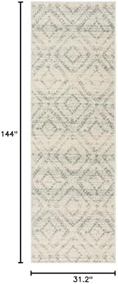 SAFAVIEH Adirondack Collection Runner Rug - 2'6" x 12', Ivory & Light Blue, Modern Diamond Distressed Design, Non-Shedding & Easy Care, Ideal for High Traffic Areas in Living Room, Bedroom (ADR131T) - Image 2