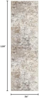 UERMEI 3x10 Washable Runner Rug for Hallway, Non Slip Low Pile Kitchen Carpet, Neutral Modern Abstract Indoor Floor Mat for Entryway Laundry, Kid & Pet Safe High Traffic Area, Brown Grey - Image 2