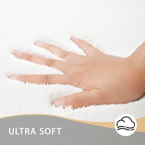 MINIDEAR Bathroom Rugs 70x24 Pure White - Thick Memory Foam Bath Mat, Ultra Soft & Plush Fluffy, Non-Slip, Quick Dry, Absorbent Washable Floor Mat for Tub, Toilet, Home Decor Accessories - Image 3