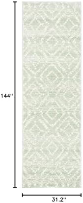 SAFAVIEH Adirondack Collection Runner Rug - 2'6" x 12', Green & Ivory, Modern Diamond Distressed Design, Non-Shedding & Easy Care, Ideal for High Traffic Areas in Living Room, Bedroom (ADR131Y) - Image 2