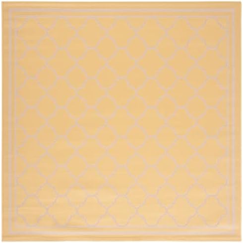 SAFAVIEH Washable Rug Outdoor Courtyard Collection - 6'7" Square, Gold & Beige, Non-Shedding & Easy Cleaning, Ideal for Patio, Backyard, Mudroom (CY6918-30621) by Unknown