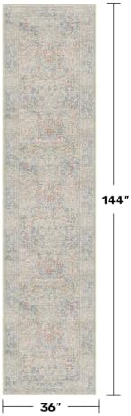 Vintage Beige Blue 3x12 Runner Rug for Hallway, Kitchen, Bathroom, Entryway Indoor, Washable Non Slip Rubber Backing Stain Resistant - Botanical Home Decor - Image 2