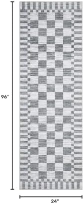 GarveeHome 2x8 Checkered Kitchen Runner Rug for Hallway Non Slip Washable - Image 2