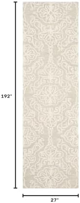 SAFAVIEH Blossom Collection Runner Rug - 2'3" x 16', Silver & Ivory, Handmade Wool, Ideal for High Traffic Areas in Living Room, Bedroom (BLM112G) - Image 2