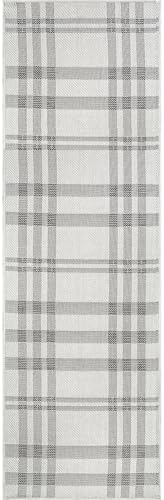 CAMILSON Easy Jute Rug 2x7, Indoor and Outdoor Off-White Runner Rug for Kitchen, Hallway and Entryway, Checkred Boho Woven Design, Easy-Cleaning, Washable Outside Carpet (2 x 7) - Image 3