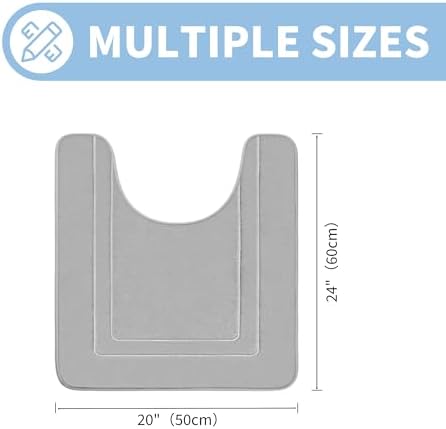 Cupic Cupid Super Soft Memory Foam Bath Mat, Grey Bathroom Toilet Rugs U Shaped, Non Slip Bath Mats for Bathroom Floor, Machine Washable Rugs for Toilet, Quick Dry Bath Carpet, U-Shaped 24" x 20" - Image 2