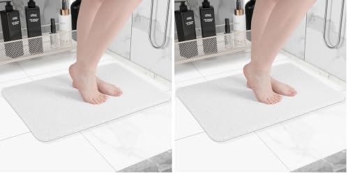 Hargiis Non-Slip Bathtub Mat, Anti Slip Shower Mat, Fast Drying Bathtub Mats, Foot Scrubber Mat, Anti Slip Mat for Tub, Floor, Bathroom, Kitchen, Home, Hotel (White 24"×16") (Pack of 2) by Hargiis