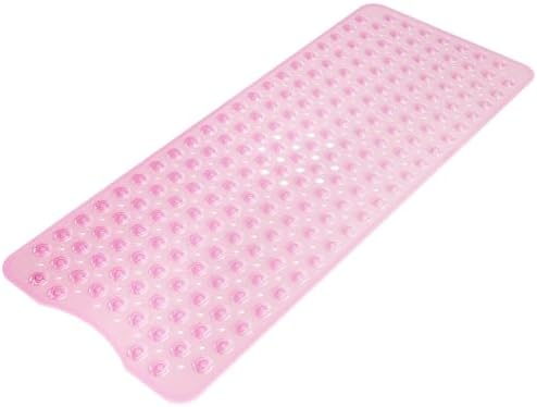 AmazerBath Shower Mat Non Slip 40 x 16 Inches, Shower Stall Mats with Suction Cups and Drain Holes, Non Slip Bath Mat for Tub for Elderly & Kids, Clear Pink by AmazerBath