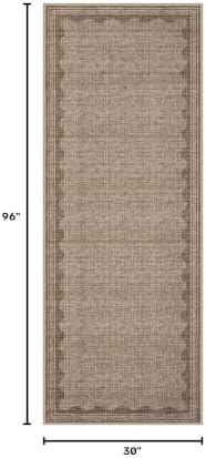 GarveeHome 2.5x8 Runner Rug for Hallway Washable Kitchen Rugs Non Slip Solid Coffee Modern Minimalism Soft Low-Pile Scalloped Indoor Carpet for Entryway Laundry Room Floor Mats - Image 2
