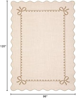 GarveeHome Scalloped Bow Rug 8x10 Washable Beige Rug for Living Room - Image 2