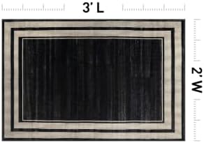 Rugshop Striped Border Machine Washable Non-Slip Area Rug, 2'x3' Black - Image 2