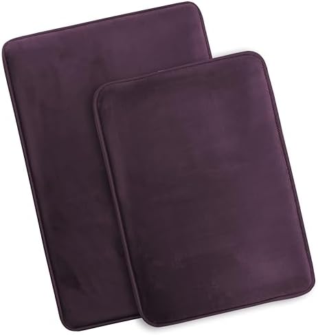 Clara Clark 2 Piece Bathroom Rugs Bath Mat Set, Velvet Memory Foam Bath Mats for Bathroom - Non-Slip, PVC Backing Bath Rugs, Washable - Dries Quickly, Purple - Image 4