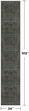 Dark Green Washable 3x16 Extra Long Runner Rug for Hallway Non Slip, Large Kitchen Indoor Floor Rugs for Entryway Hall Way, Soft Stain Resistant Low Pile Vintage Floral Carpet - Image 2