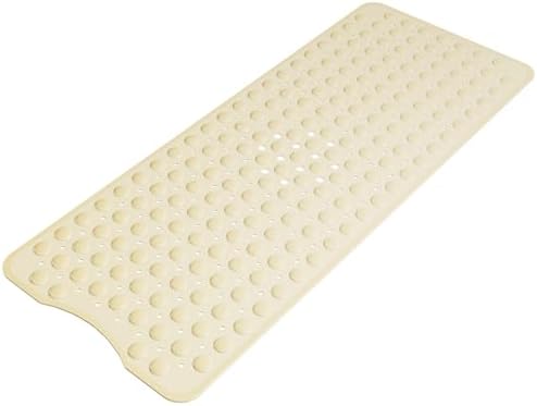 AmazerBath Shower Mat Non Slip 40 x 16 Inches, Shower Stall Mats with Suction Cups and Drain Holes, Non Slip Bath Mat for Tub for Elderly & Kids, Beige by AmazerBath