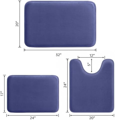 HUXMEYSON 3-Piece Memory Foam Bathroom Rug Set, Royal Blue - Image 2