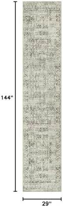 Morebes Vintage Long Runner Rug 2.5x12, Brown Distressed Non Slip Washable Hallway Runner, Soft Vintage Farmhouse Carpet Runner for Hallway 12ft Kitchen Entryway Laundry Room - Image 2