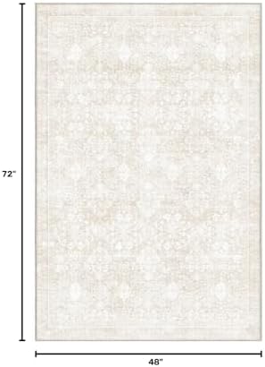 Sasttie 4x6 Area Rugs, Ultra-Soft Washable Rug for Living Room, Cream - Image 2