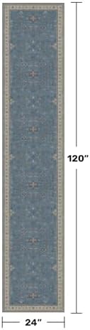 Hazo Haus Non Slip 10ft Long Hallway Runner Rug Blue - 2 x 10 Runner Rug, Washable & Waterproof 2x10 Kitchen Floor Mat - Modern Eclectic Boho Design Décor - Image 2