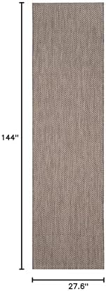 SAFAVIEH Outdoor Runner Rug 2'3"x12' - Courtyard Collection - Coastal Design, Brown & Beige, Durable & Easy Cleaning, Ideal for Patio, Entryway, Mudroom (CY8022-36321) - Image 2