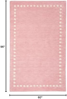 SAFAVIEH Kids Collection Area Rug - 5' x 8', Pink, Handmade Polka Dot Border Wool, Ideal for High Traffic Areas in Living Room, Bedroom (SFK802U) - Image 3