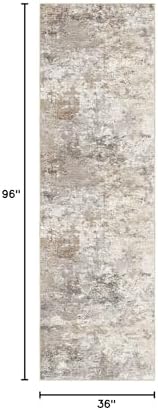 UERMEI 3x8 Washable Runner Rug for Hallway, Non Slip Low Pile Kitchen Carpet, Neutral Modern Abstract Indoor Floor Mat for Entryway Laundry, Kid & Pet Safe High Traffic Area, Brown Grey - Image 2
