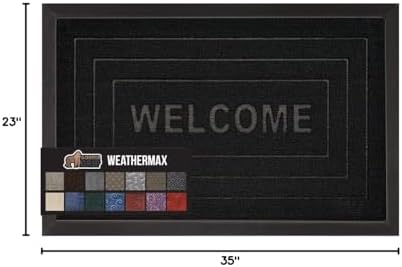 GORILLA GRIP WeatherMAX Door Mat, Indoor Outdoor Use, 35x23, Black Welcome - Image 2