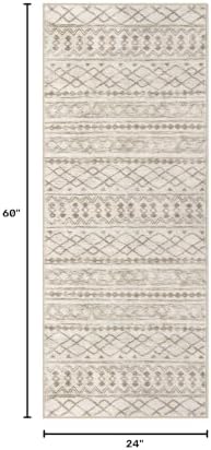 KUTA Boho Hallway Runner Rug 2x5 ft Moroccan Washable Beige Kitchen Rugs - Image 2