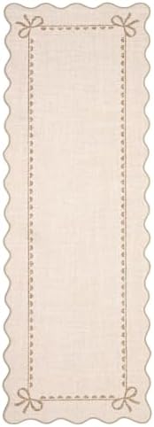 GarveeHome Scalloped Hallway Runner Rug 2.5x10 Non Slip Bedroom Rugs, Beige - Image 4